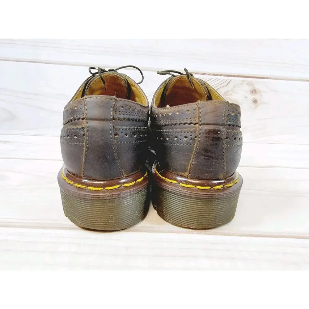 Doc Martens 3989/34 Brown Brogue Wingtip Oxford Shoes Mens Sz 7 Vintage England